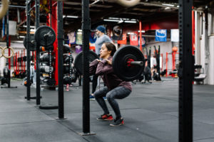 DFX Crossfit performing front squats for Crossfit WOD